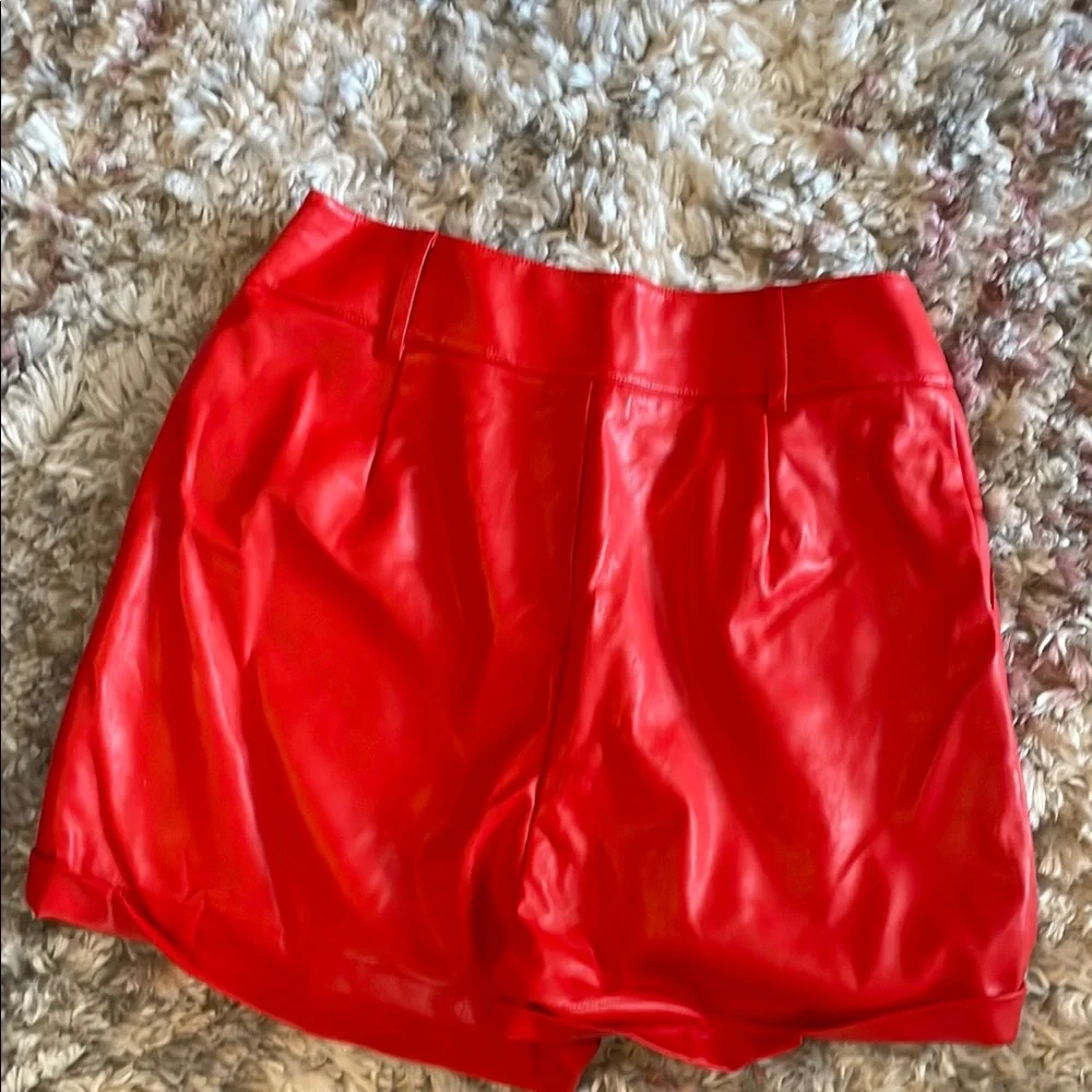 Bar III Red High Waist Shorts with Glossy Finish - Picture 3 of 3